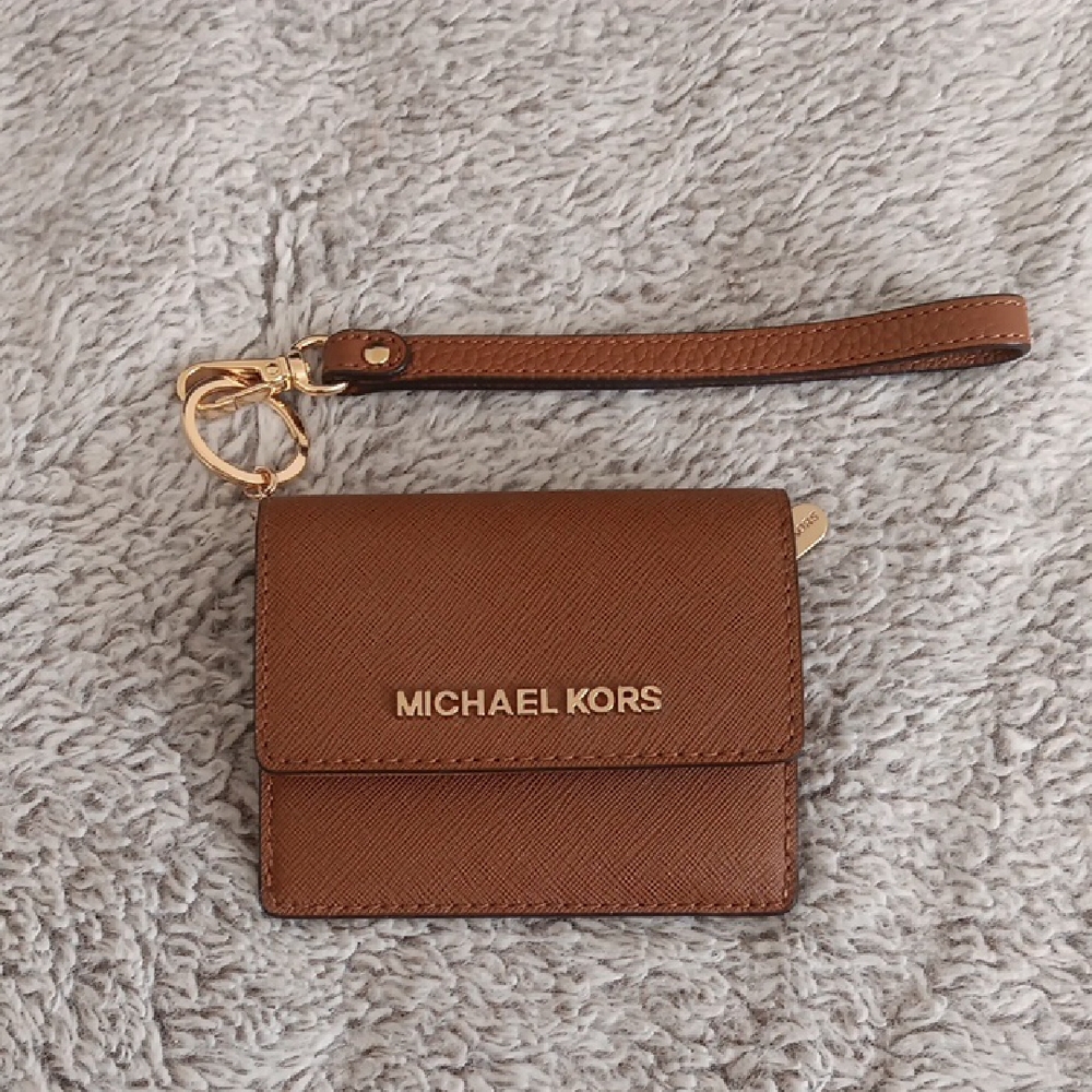 Michael Kors Chestnut Brown Leather Wristlet Card Wallet